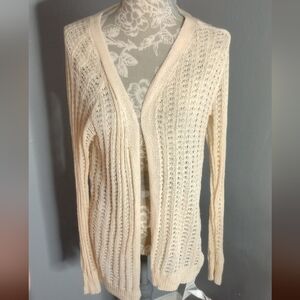 Women's Cream Open-Knit Cardigan Sweater 2‎ For $10